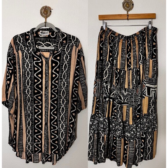 We Be Bop  Shirt And Skirt Set  Boho Tribal Print Size 3X - Picture 1 of 8